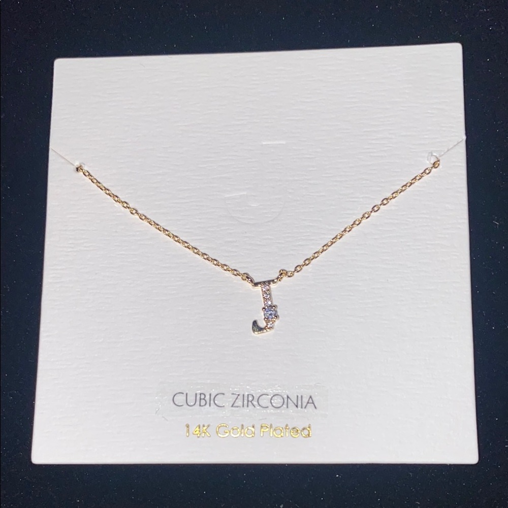 Cubic Zirconia 14K Gold Plated Initial Necklace